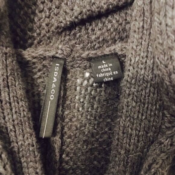 Isda & Co SZ L gray chunky short sleeve cardigan - Picture 3 of 4
